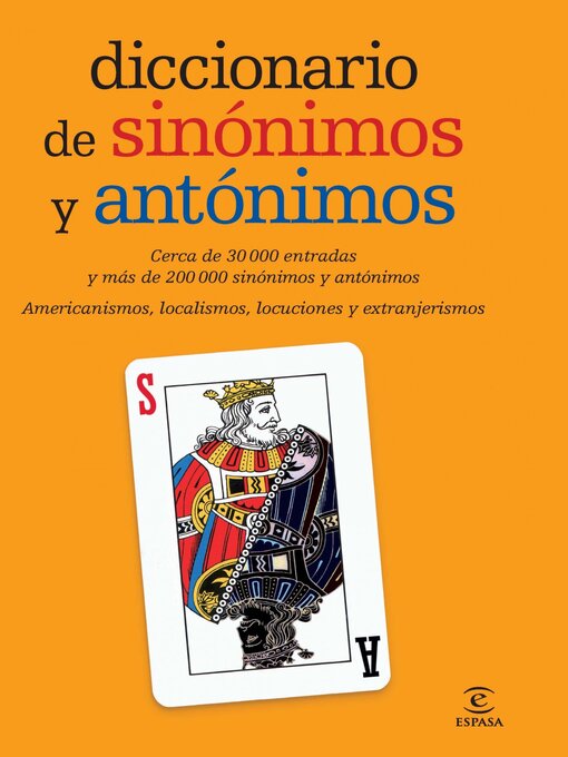 Detalles del título Diccionario de sinónimos y antónimos de Espasa Calpe - Disponible